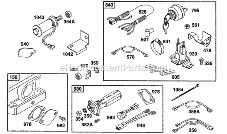 Oil Gard Key Panel Elect Diagram and Parts List for 161432-0010-01  Briggs and Stratton Engine